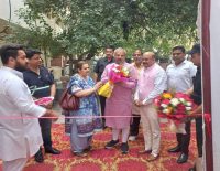 Delhi BJP President Adesh Gupta, Archna Dhawan Bajaj and Umang Bajaj